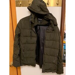 Munkstar Puffer Jacket Olive Green Hooded Zip Front Size XXL Women